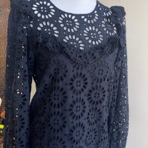 Lilly Pulitzer Caroline Eyelet Top Black Onyx Lined XS